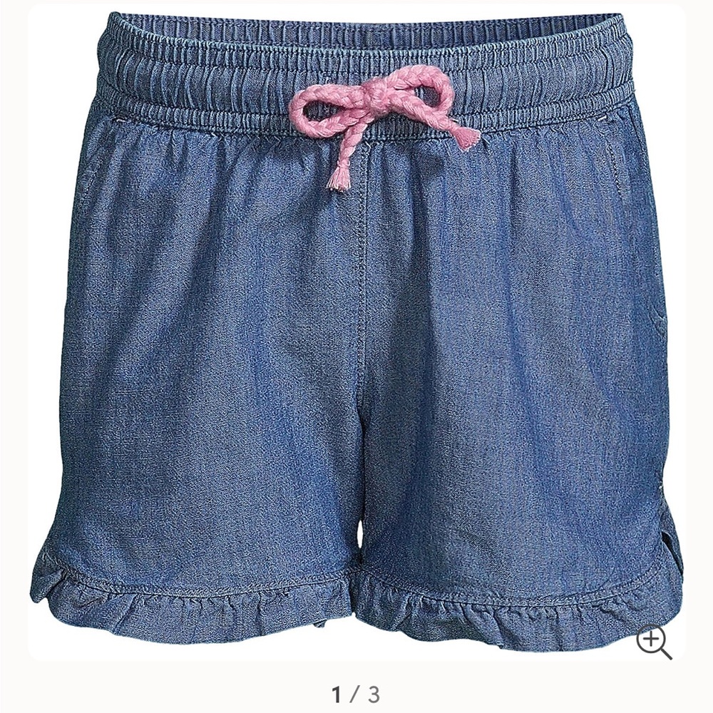 Girls Lands End ruffle chambray shorts NWT